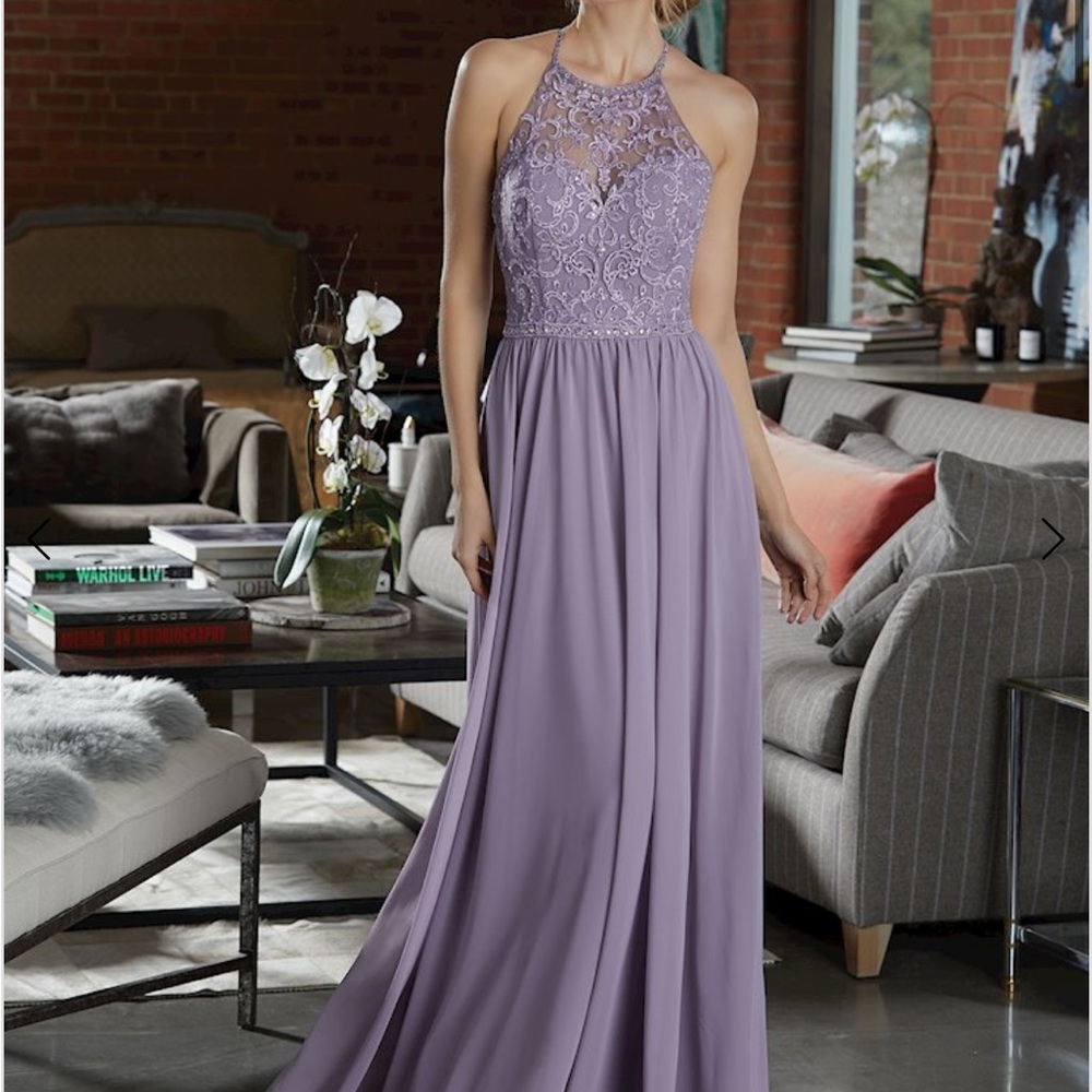 Mori Lee 21589 Navy floral embroidered Dress - Picture 2 of 6